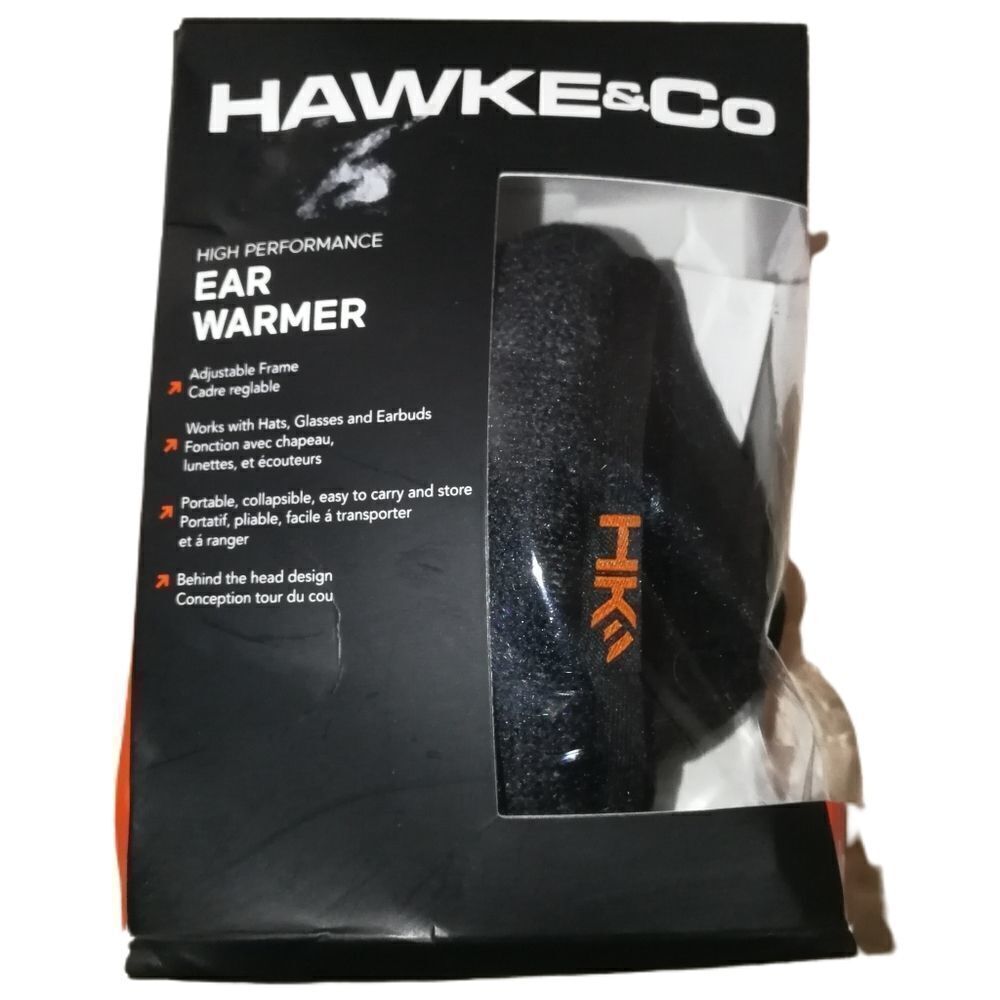 MEN HAWKE & CO Winter Collapsible Black Warm Fleece Ear Warmer NWT